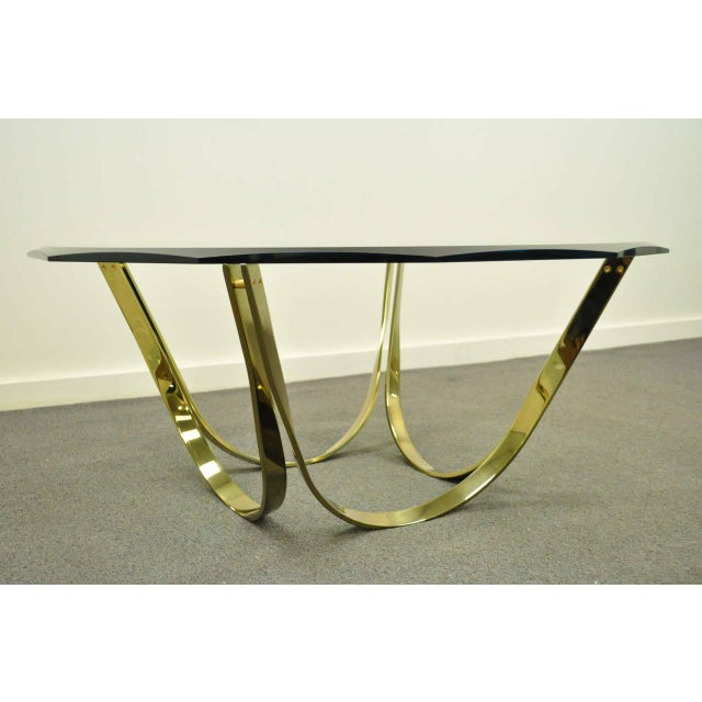 1970s MidCentury Modern Trimark Brass Plated Steel & Glass Coffee Table Chairish