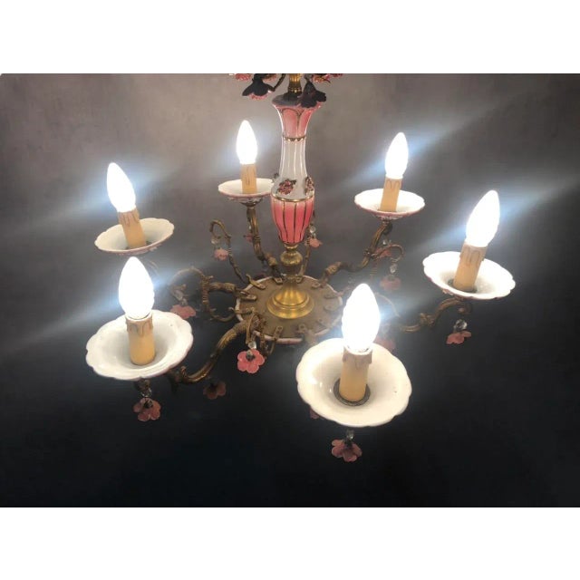 Art Deco Bronze and Porcelain Chandelier, 1920s For Sale - Image 12 of 18