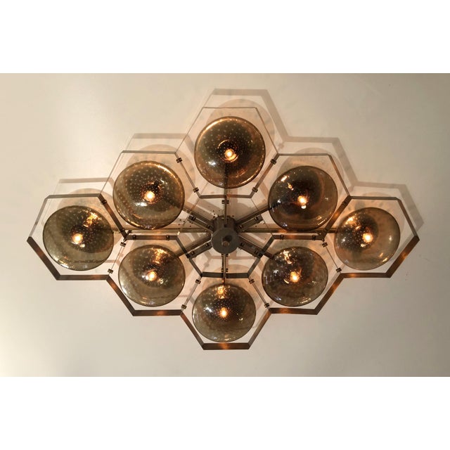 Fabio Ltd 21st Century Hive Bronze Smoky Bubbles Murano Flush Mount by Fabio LTD For Sale - Image 4 of 5