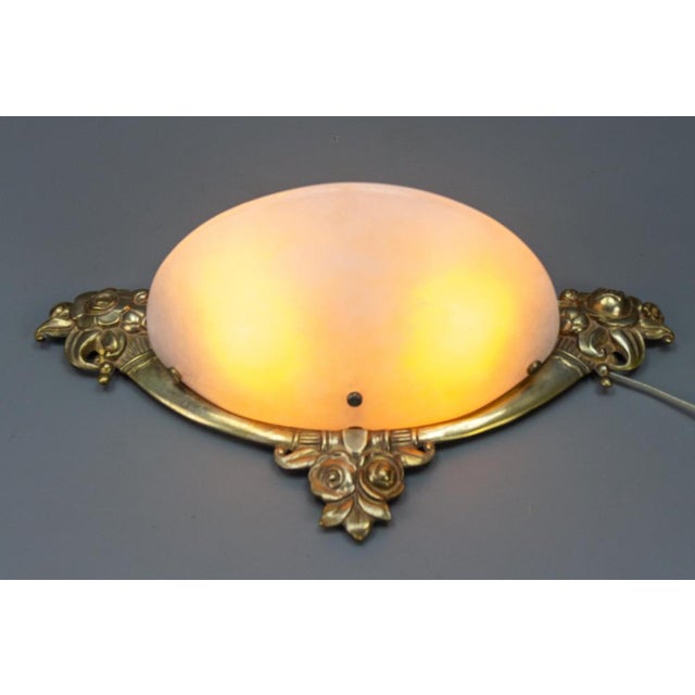 French Art Deco White Alabaster and Bronze Sconce, 1970s For Sale - Image 4 of 18