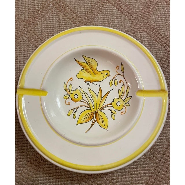Vintage Italian Ceramic Painted Bird Ashtrays For Sale - Image 4 of 7