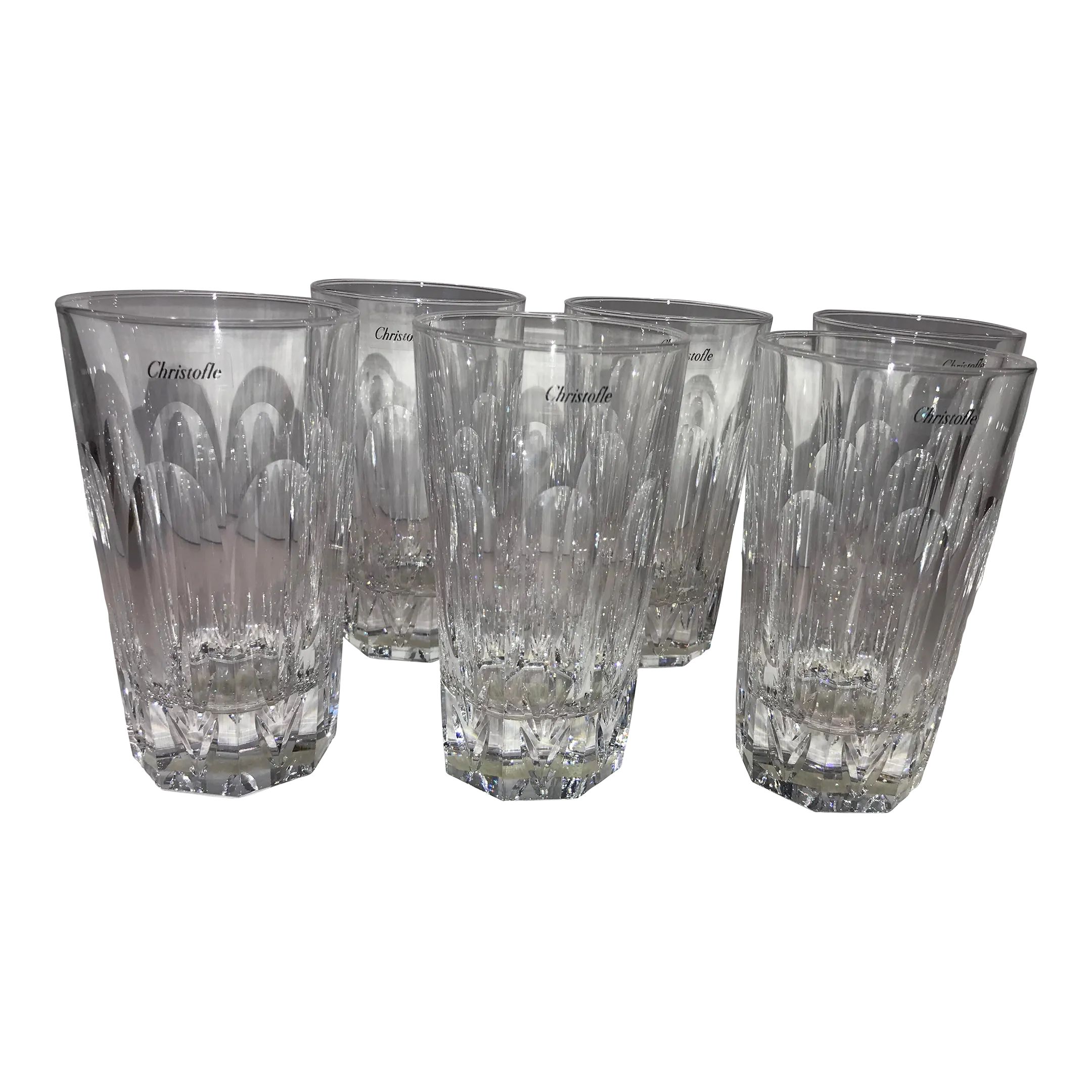 Vintage Original Authentic Christofle Highball Crystal Glasses