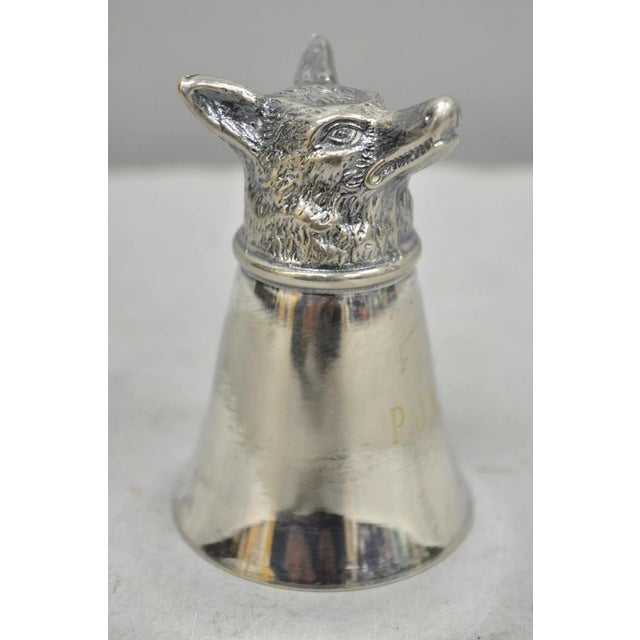 Vintage Pewter Fox Head Silver Plated Stirrup Cup Hunting Equestrian Shot Glass For Sale - Image 13 of 13