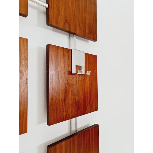 Brown Mid-Century Modern German Teak Wall Coat Rack, 1960s For Sale - Image 8 of 9