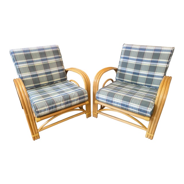 Vintage Palecek Cane Rattan Paul Frankl Style Chairs - A Pair For Sale