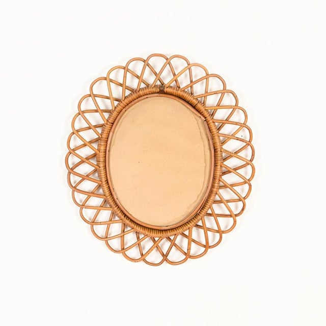 Oval Mirror in Bamboo, Rattan and Wicker attributed to Franco Albini, Italy, 1970s For Sale - Image 10 of 12