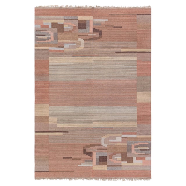 Doris Leslie Blau Vintage Swedish Flat-Weave Rug in Earth Tones For Sale