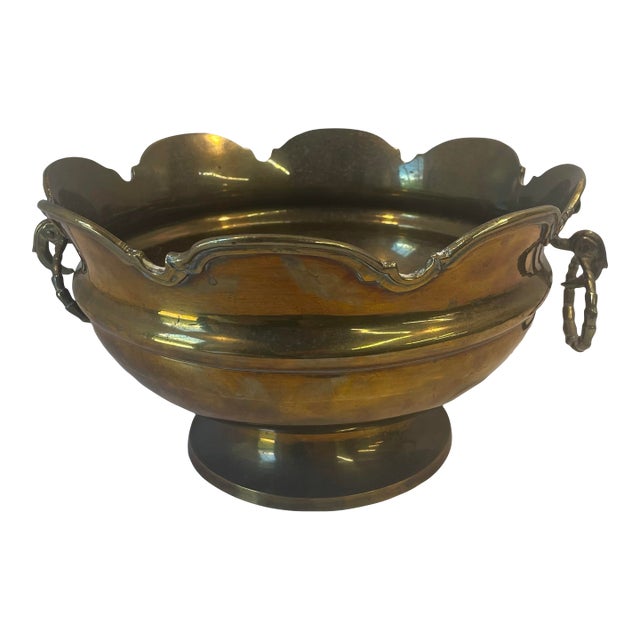 Monumental Brass Centerpiece Bowl For Sale
