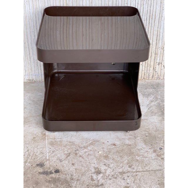 Mid-Century Modern Space Age Vintage Side "Game" Table in Smoked Plastic With Wheels, by Longato For Sale - Image 3 of 7