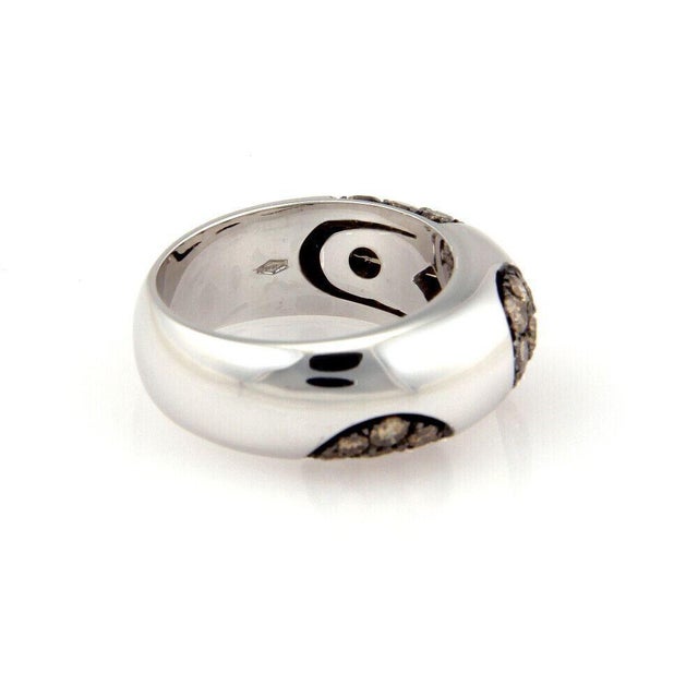 Mid 20th Century Koesia Champagne Diamond 18k White Gold Dome Band Ring - Size 6.5 For Sale - Image 4 of 5