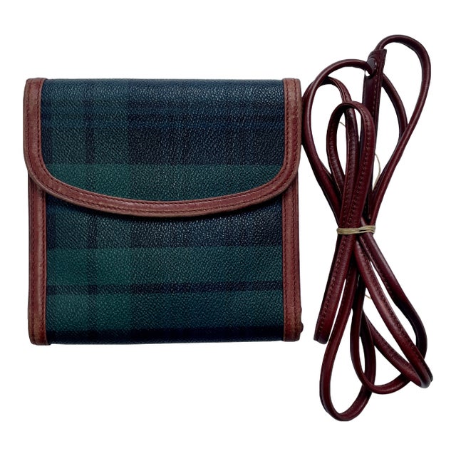 1980s Ralph Lauren Black Watch Tartan Wallet With Shoulder Strap For Sale