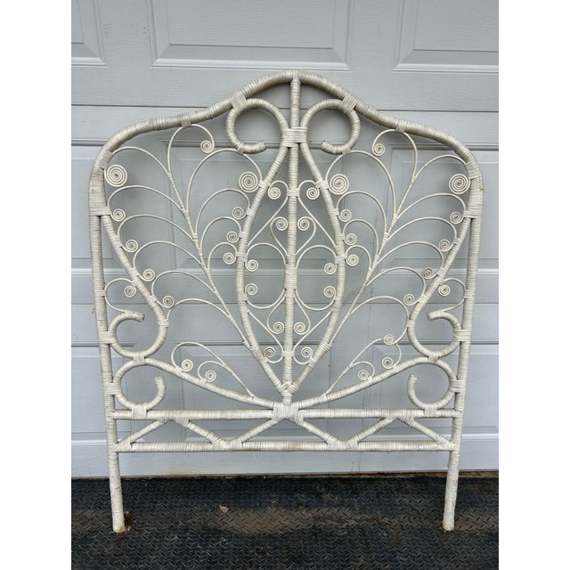 Boho Peacock Twin Wicker Headboard For Sale In Milwaukee - Image 6 of 6