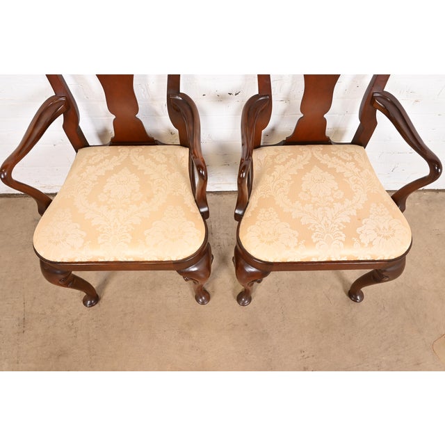 1980s Baker Furniture Historic Charleston Queen Anne Carved Mahogany Dining Armchairs, Pair For Sale - Image 5 of 12
