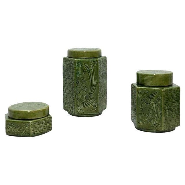 Oriental Ceramic Vases, 1960, Set of 3 For Sale - Image 3 of 7