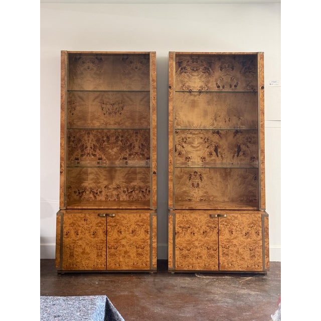 Italian Bookcase or Display Cabinet of Burr Sycamore - Two Available For Sale - Image 13 of 18
