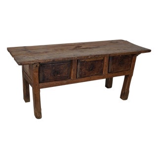 18th Century Spanish Rustic Farmhouse Chestnut Console For Sale