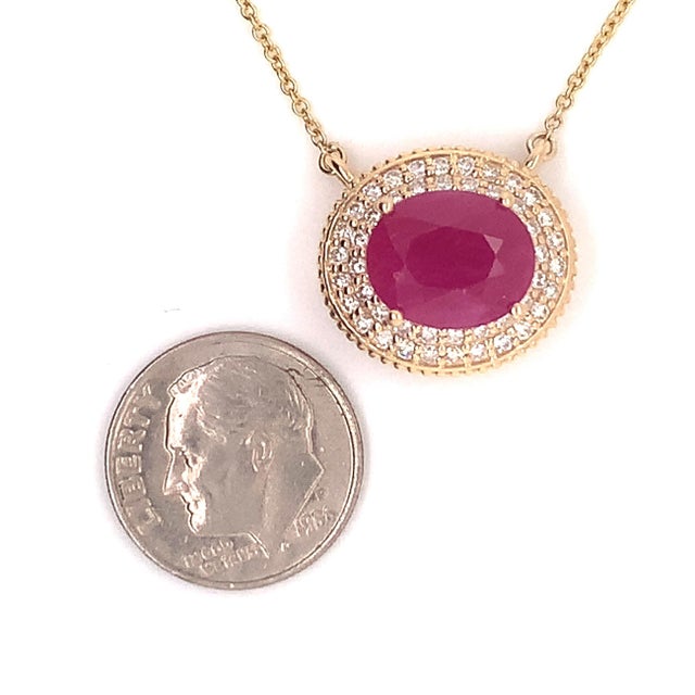 Ruby Diamond Necklace 14k Gold 18" 5.06 TCW Certified For Sale - Image 4 of 11
