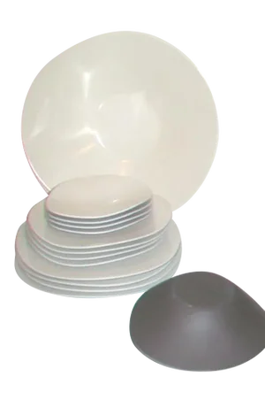 Vintage Modernist Brown Melamine Dishes Set Umbra- 12 Pieces