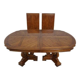 Thomasville Oak Continental Style Dining Room Table For Sale