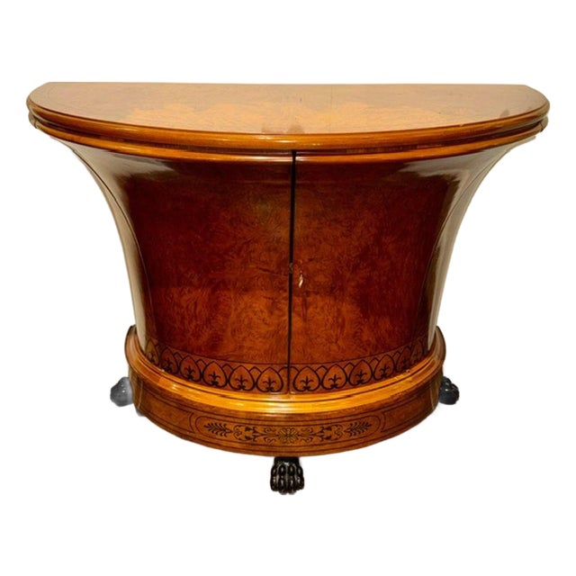 Fine Quality Italian Walnut Demi-Lune Side Table For Sale