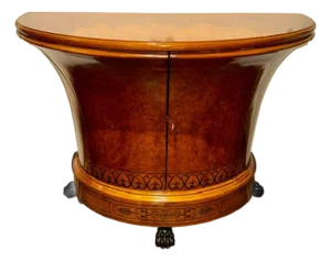 Fine Quality Italian Walnut Demi-Lune Side Table