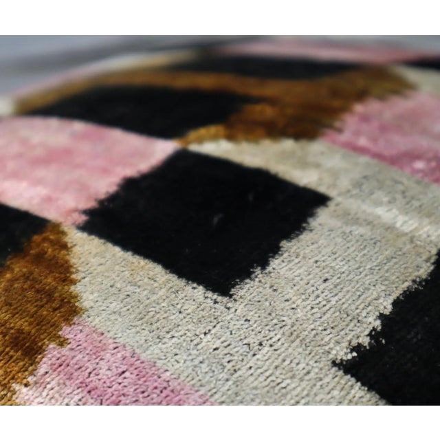 Handmade Pink & Brown Silk Velvet Throw Pillow & Down Insert For Sale - Image 10 of 12