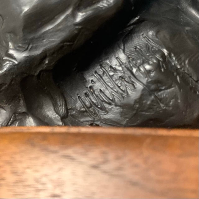 Cat Sculpture Bronze on Wood Base Feline Statue Signed and Numbered Vintage Gift For Sale - Image 11 of 11