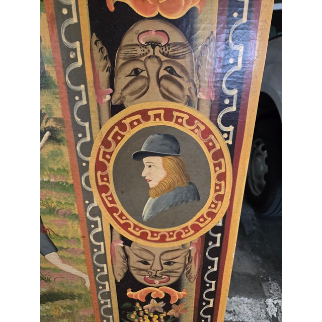 Italian Late 20th Century Beautiful Italian Hand Painted Folding Screen of Peasants For Sale - Image 3 of 18