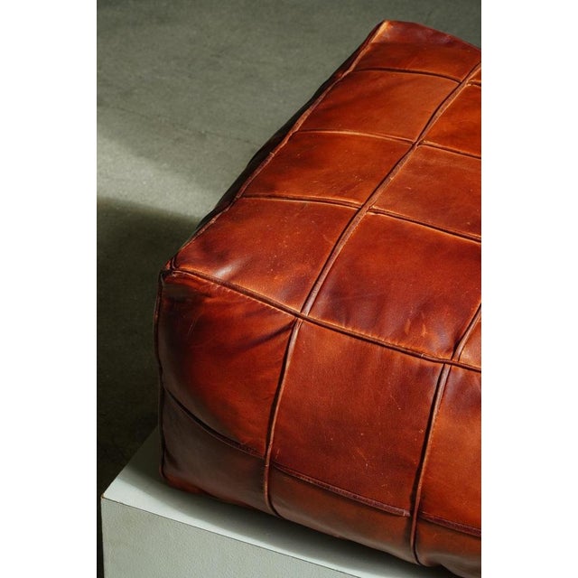 1970s Mid-Century Modern Moroccan Patchwork Leather Ottoman, 1970s For Sale - Image 5 of 18