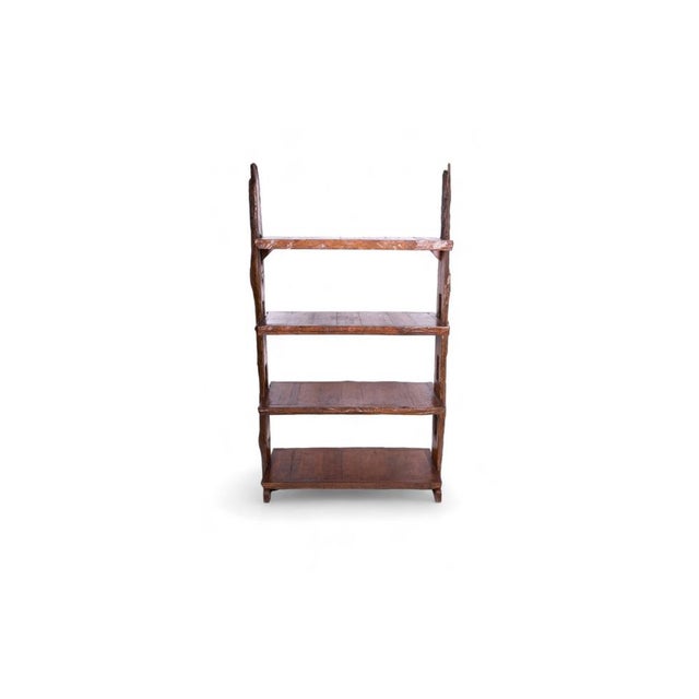 Ethnic Teak Wood Bookshelf with Raw Finish For Sale - Image 9 of 9