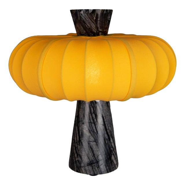 Grenadilla Black Marble and Cadmium Yellow Cotton Table Lamp by ZAVADSKI For Sale