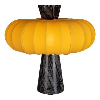 Grenadilla Black Marble and Cadmium Yellow Cotton Table Lamp from ZAVADSKI For Sale
