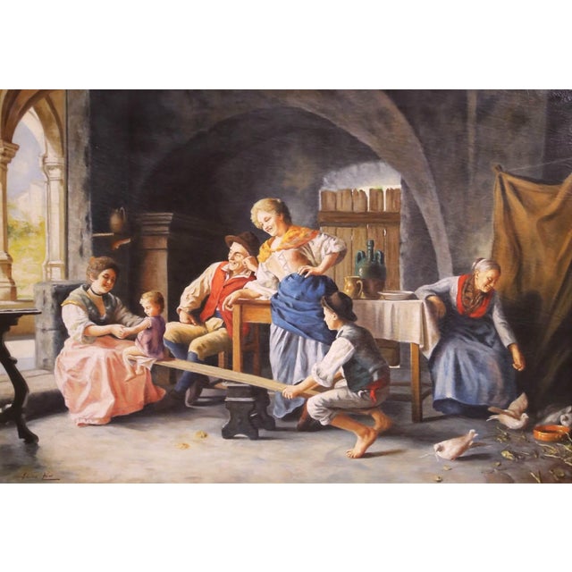 Italian Late 20th Century Italian Oil Painting After Torriglia L’Altalena For Sale - Image 3 of 12