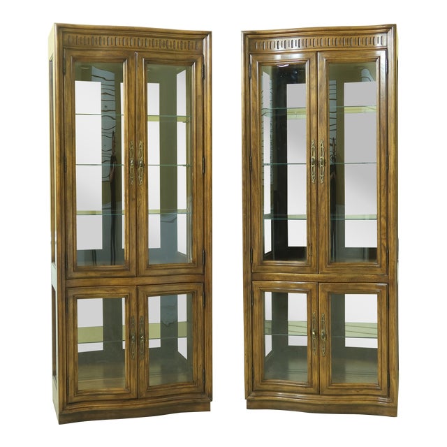 Pair Drexel Curved Glass 4 Door Curio Chairish