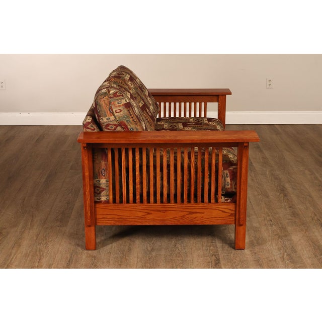 Bassett Furniture Mission Style Oak Spindle Settee For Sale - Image 14 of 18