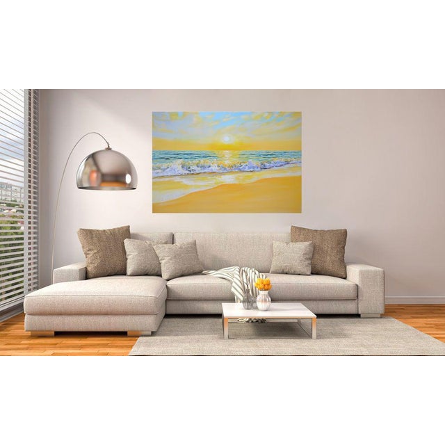 Affectionate Sunset Over the Ocean.Modern Original Painting. For Sale - Image 9 of 9
