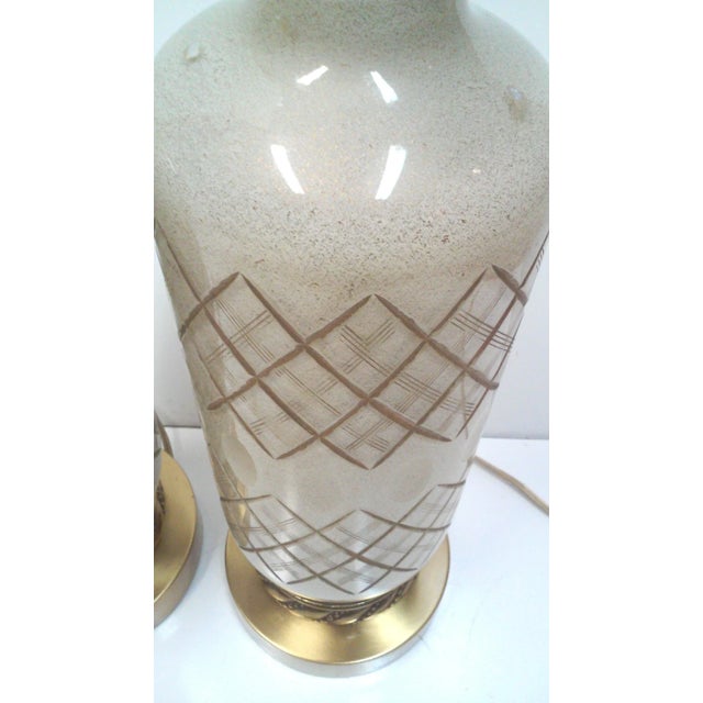 1950’s Gold Murano Lamps Cut Glass Table Lamps Hollywood Regency a Pair For Sale - Image 9 of 11