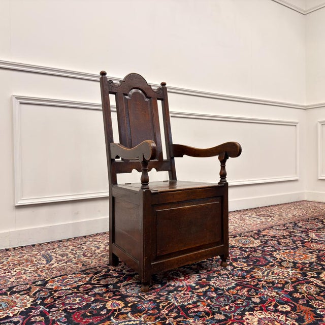 Antique English Commode Chair, 1600s For Sale - Image 9 of 10