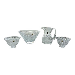 Vintage Waterford Crystal Set With Original Boxes & Labels - O'Mara 10" Bowl, Waterville Pitcher & Footed Bowls For Sale
