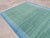 Mid-Century Modern Handmade Green and Blue Geometric Cotton Rug For Sale - Image 3 of 11