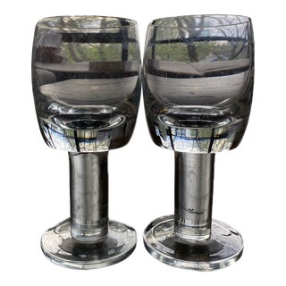 Mid 20th Century Svend Jensen Thor Crystal Scandinavian Wine Glass Goblets- Set of 2 For Sale