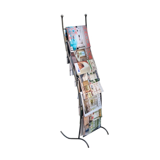 Contemporary Vintage Postmodern Steel Wavy Magazine Rack Holder For Sale - Image 3 of 17