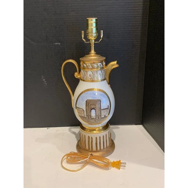 Ceramic 19th Century Old Paris Topographical Coffee Pot, Now as a Lamp For Sale - Image 7 of 13