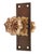Vintage brass passage door knob set made of gilt textured door knobs, a plain rectangular back plate, and a textured...