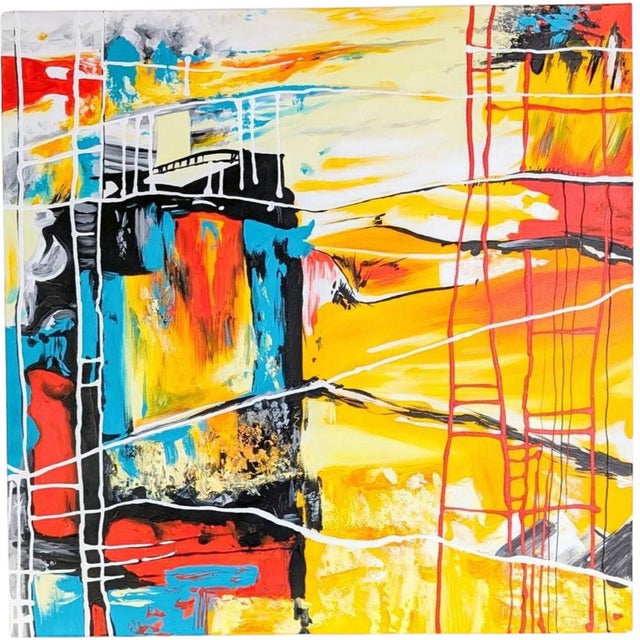 Kim Dieu, Modern Abstract Composition, Acrylic on Canvas, Framed For Sale