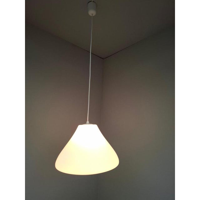 Mid-Century Modern Pendant Light in Opaline Glass and Plastic, Czechoslovakia, 1970s For Sale - Image 4 of 14