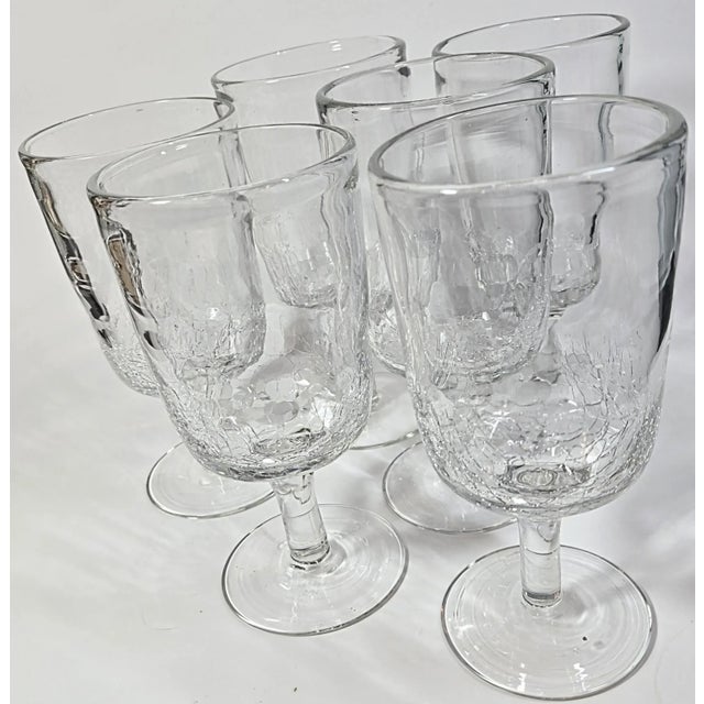 Glass Vintage Handblown Lightning Glass Goblets- Set of 6 For Sale - Image 7 of 9
