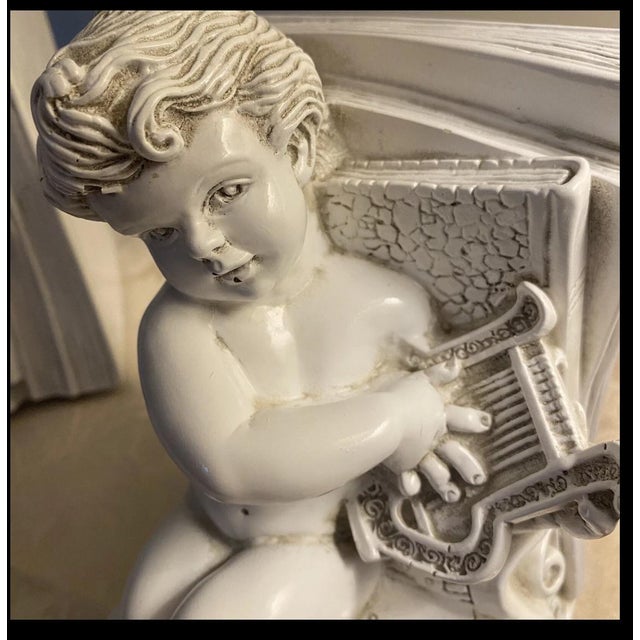 Mid 20th Century Vintage American Neoclassical Putti Lyre and Flute Bookends, Set of 2 For Sale - Image 5 of 11