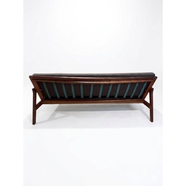 1990s Vintage Grey Parker Inspired Upholstered Sofa With Tall Legs For Sale - Image 5 of 9