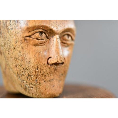 German Carved Wooden Milliners Head, 1890s For Sale - Image 9 of 11